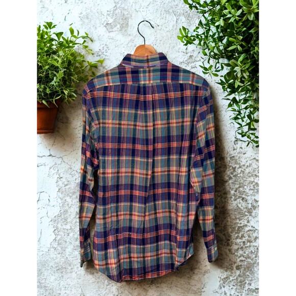 Polo Ralph Lauren Indian Madras Plaid Shirt M Handwoven Cotton Vintage EUC - Picture 3 of 9